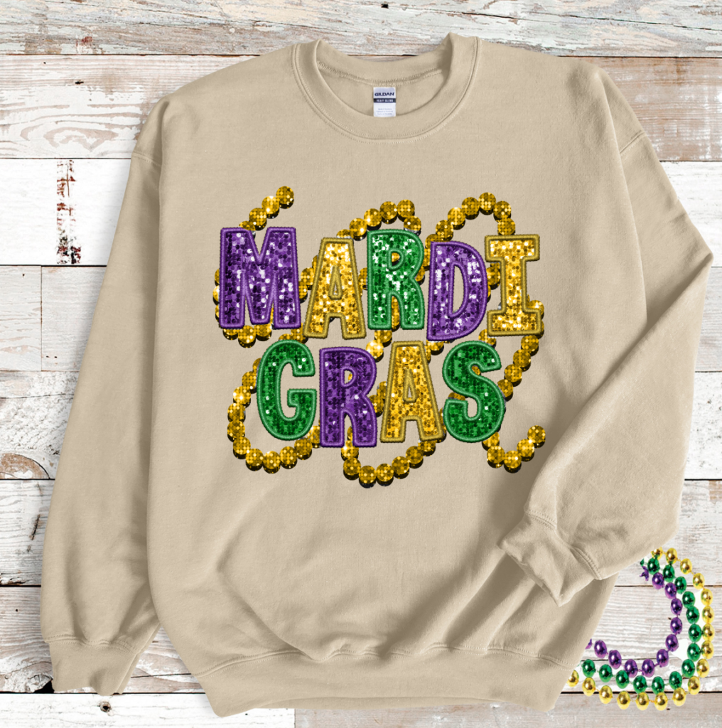 mardi gras sweatshirt sequin