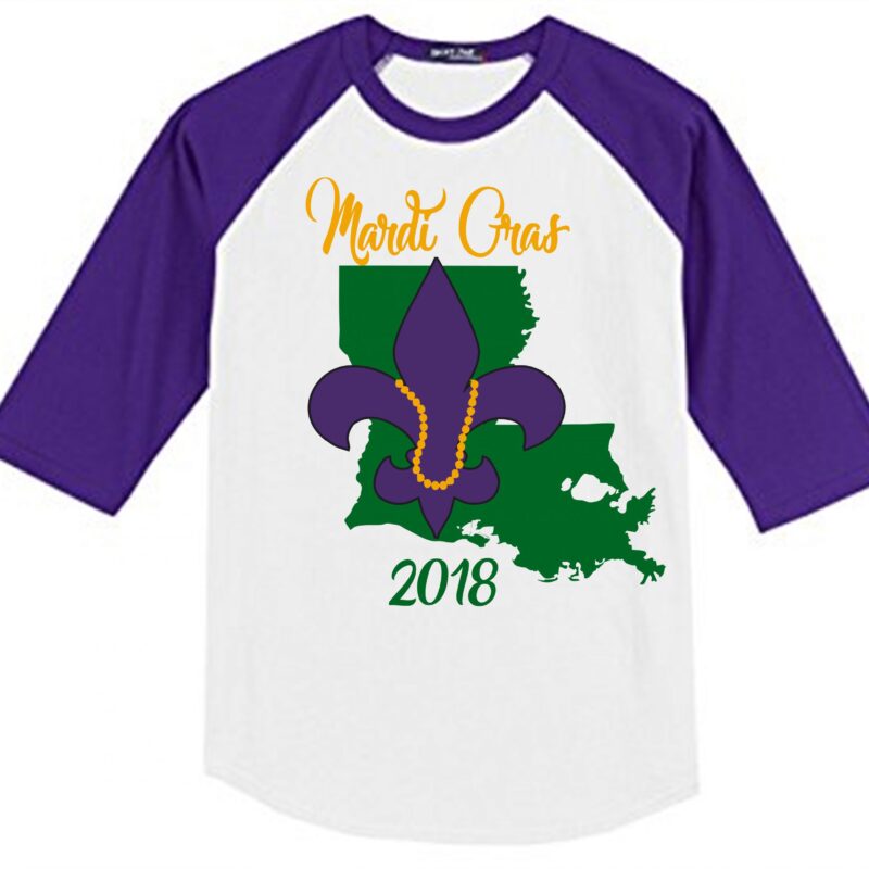 Mardi Gras T-Shirt, Louisiana Mardi Gras, Mardi Gras Raglan, Mardi Gras