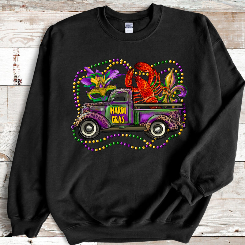 Mardi Gras Truck, Carnival, Mardi Gras Sweatshirt, NOLA Parade Sweater, Louisiana New Orleans Purple Green and Gold Shirt, NOLA Parade Gift