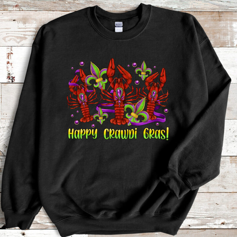 Mardi Gras Crawfish, Mardi Gras Sweatshirt, NOLA Parade Sweater, Louisiana New Orleans Purple Green and Gold Shirt, NOLA Parade Gift