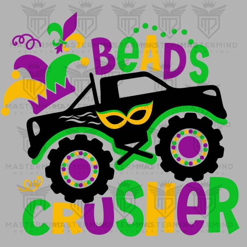 Mardi Gras Bead Crusher Truck DTF Transfer