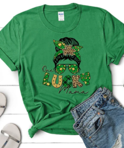 Alternative view of St. Patrick Day Shirt, St. Patrick Day Women Shirt, St. Patrick Day Shirt Funny, Saint Patrick Day Shirt, Lucky Mama Shirt, Bun Hair Shirt