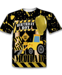 Family Construction Birthday Shirt, Construction Birthday Party, Personalized 3D Construction Shirt, Birthday Boy Shirt, Yellow Truck Shirt