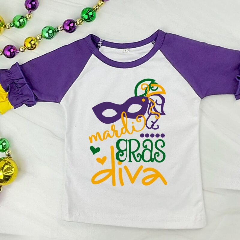 Mardi Gras Diva, Carnival, Mardi Gras Sweatshirt, NOLA Parade Sweater, Louisiana New Orleans Purple Green and Gold Shirt, NOLA Parade Gift