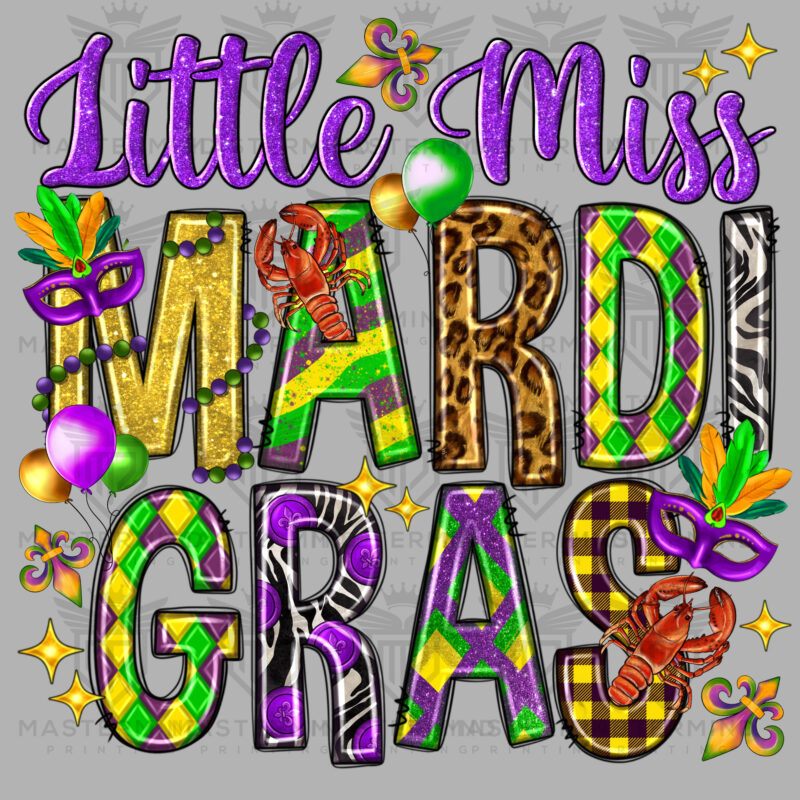 Little Miss Mardi Gras DTF Transfer