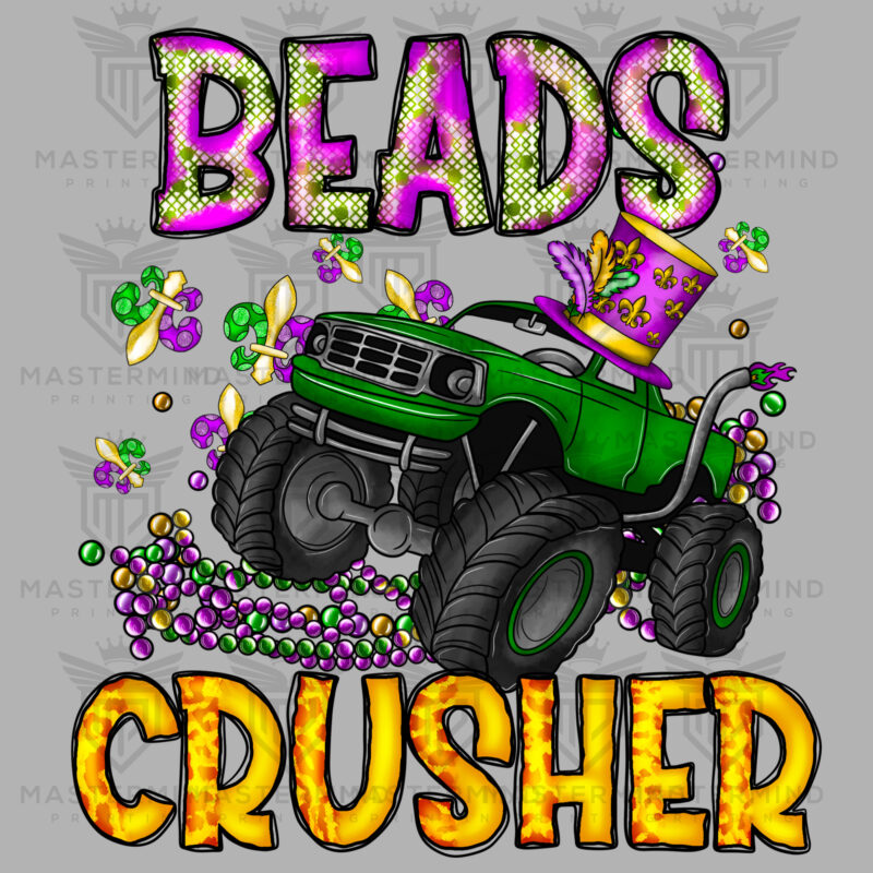 Mardi Gras Bead Crusher DTF Transfer