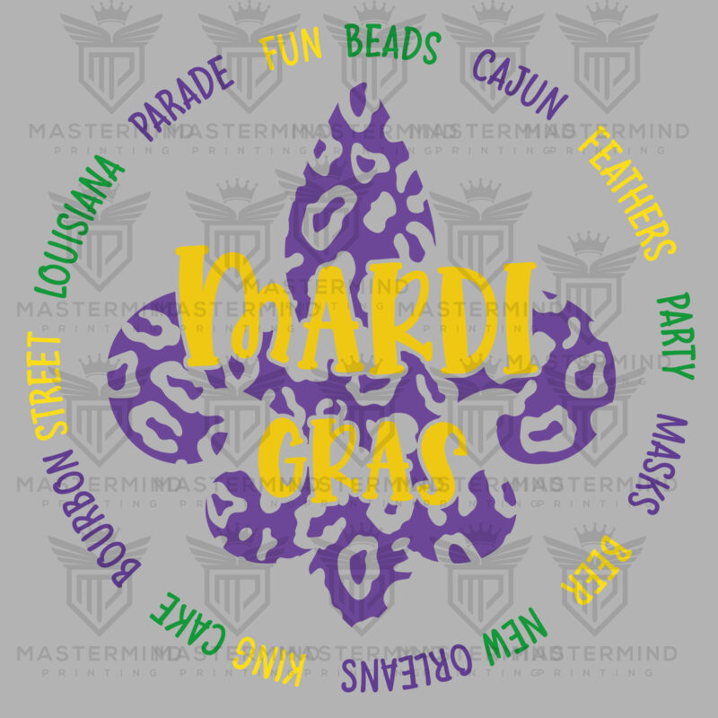 Mardi Gras Circle Badge DTF Transfer