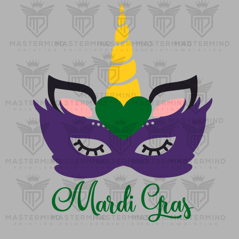 Mardi Gras Eye Unicorn DTF Transfer
