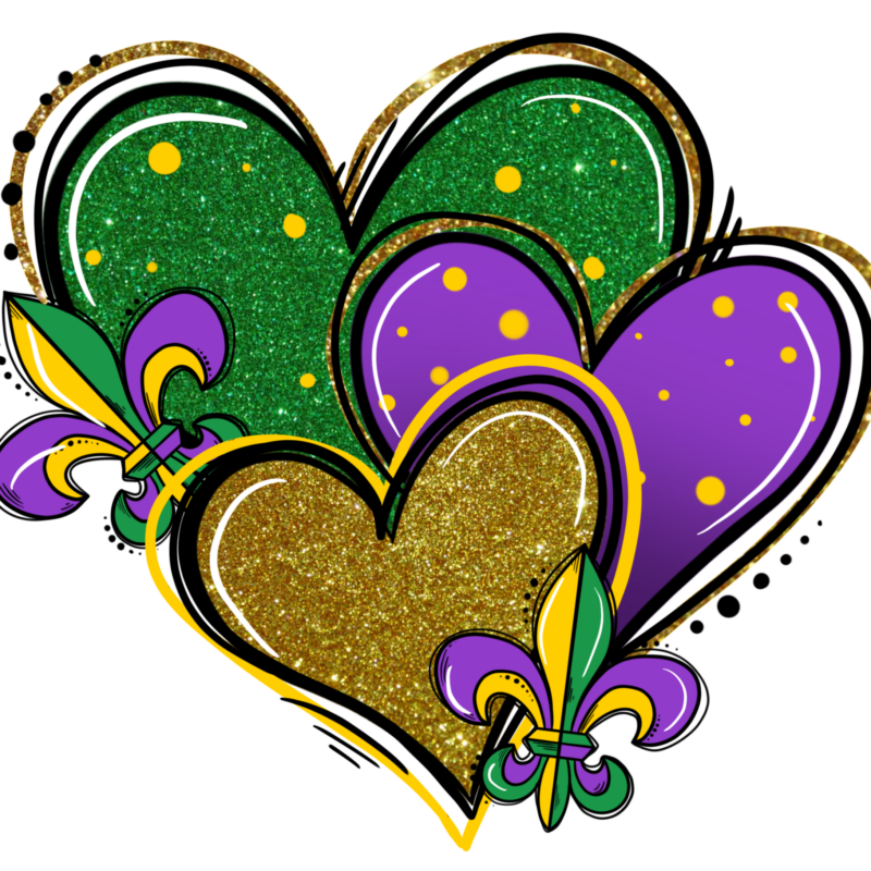 Mardi Gras Heart DTF Transfer