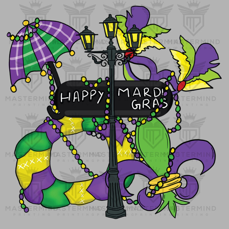 Mardi Gras Light Pole DTF Transfer