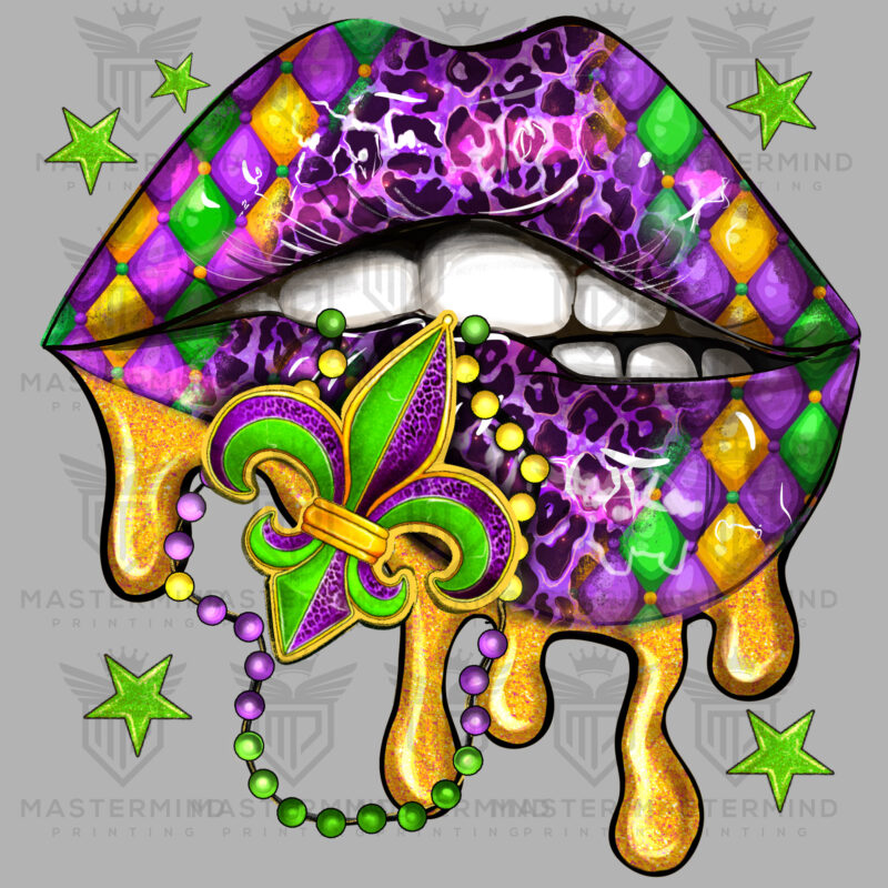 Mardi Gras Lips DTF Transfer
