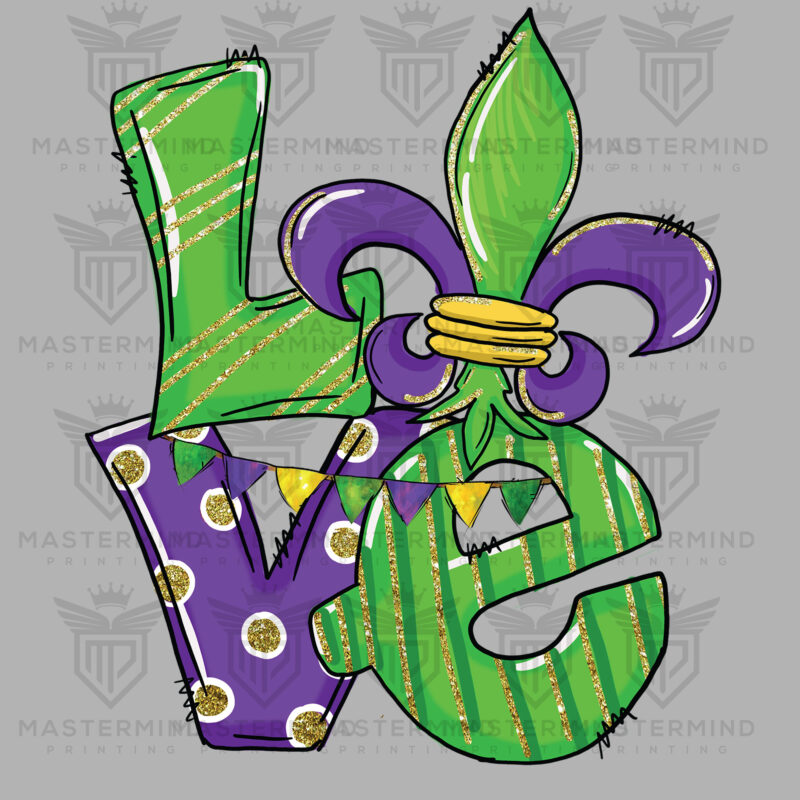 Mardi Gras Love Letters DTF Transfer