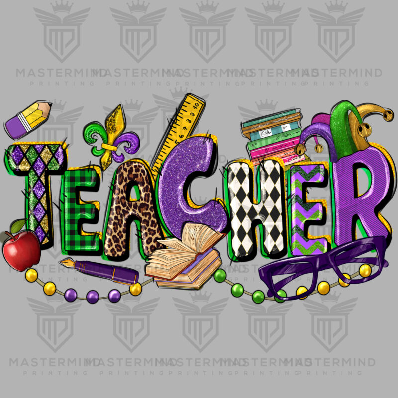 Mardi Gras Teacher DTF Transfer
