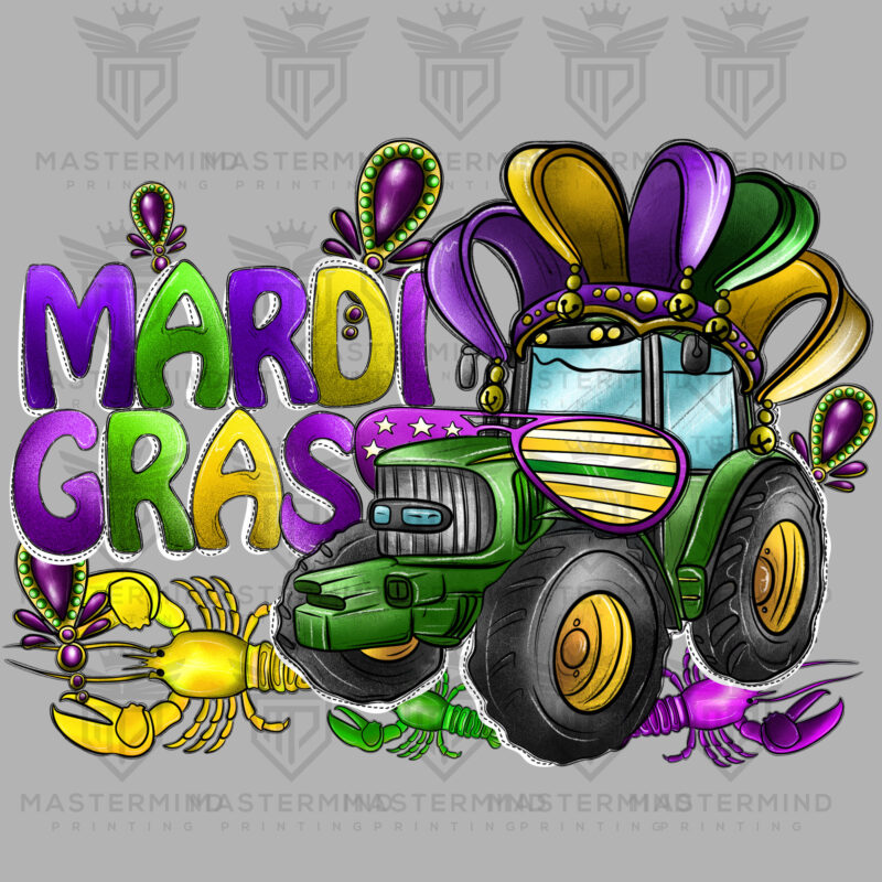 Mardi Gras Tractor DTF Transfer