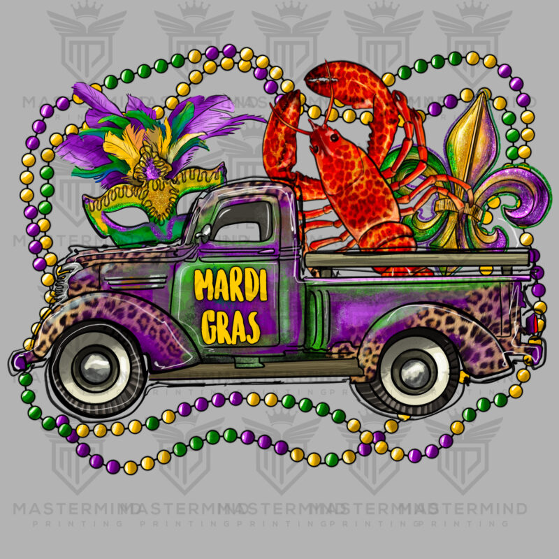 Mardi Gras Truck Crawfish DTF Transfer