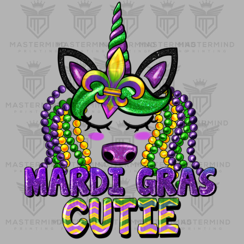 Mardi Gras Unicorn Cutie DTF Transfer