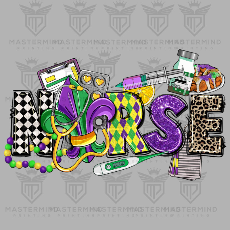 Mardi Gras Nurse DTF Transfer