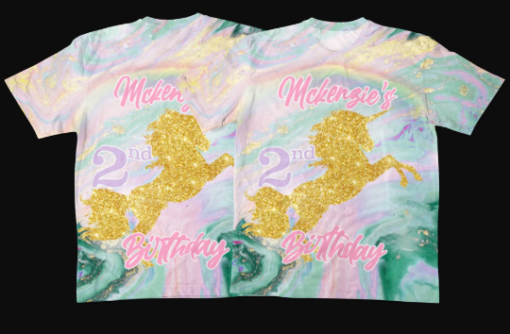 Unicorn Birthday Shirt, Unicorn Party, All Over Print Shirt, Unicorn svg, Unicorn clipart, Unicorn Birthday svg, Unicorn Baby Shower Shirt - Image 3