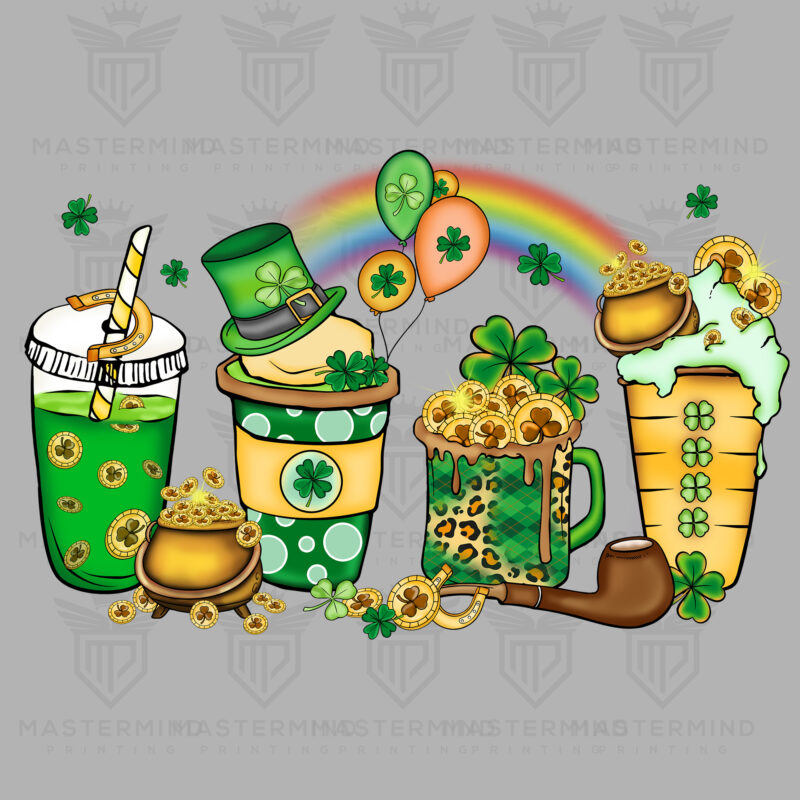 St. Patrick Day Rainbow Coffee DTF Transfer