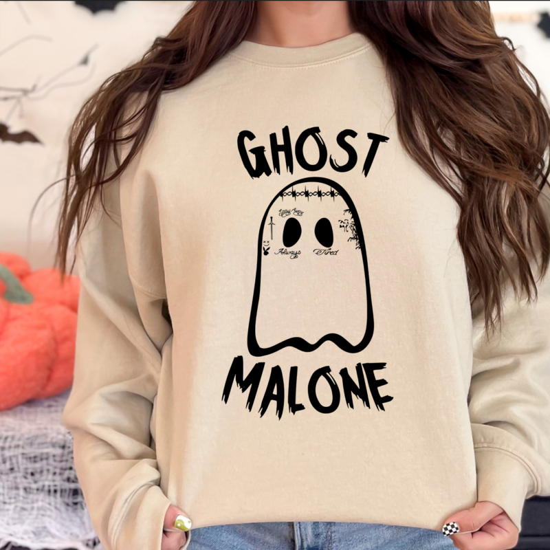 Alternative view of Ghost Malone Sweatshirt, Halloween Sweatshirt, Cute Ghost Sweat, Funny Halloween Crewneck, Spooky Sweatshirt, Stay Spooky, Halloween 2023