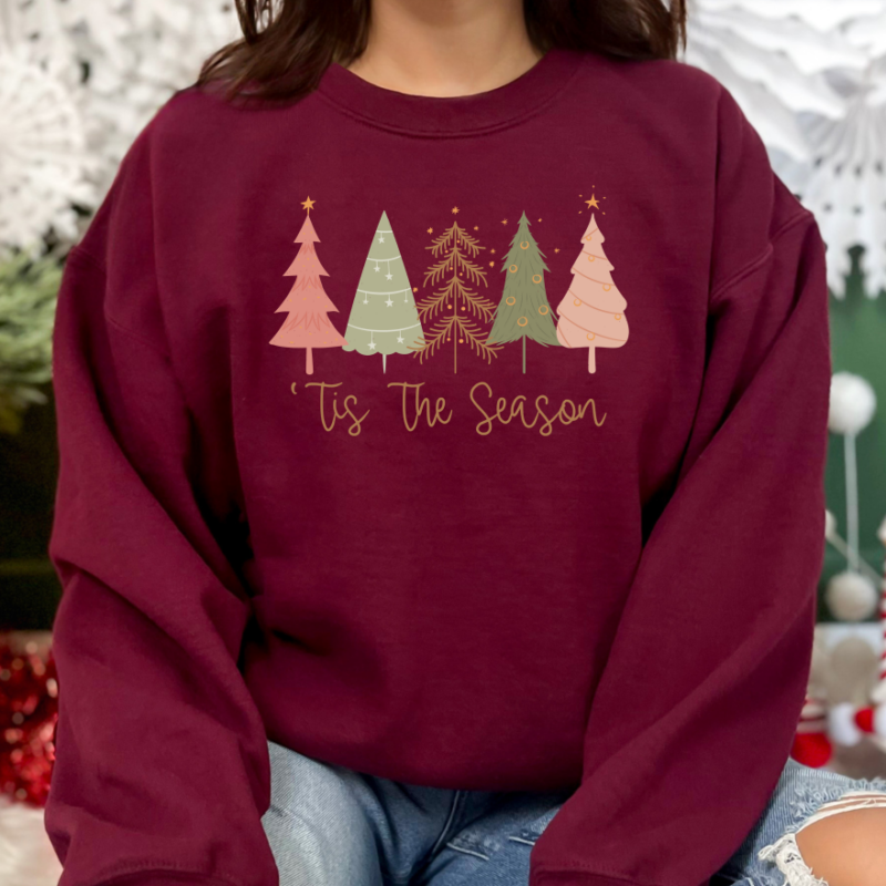 Alternative view of Tis The Season Tree Sweatshirt, Christmas Sweatshirt, Family Christmas Sweatshirt, Christmas Sweatshirts for Women, Merry Christmas Sweatshirt
