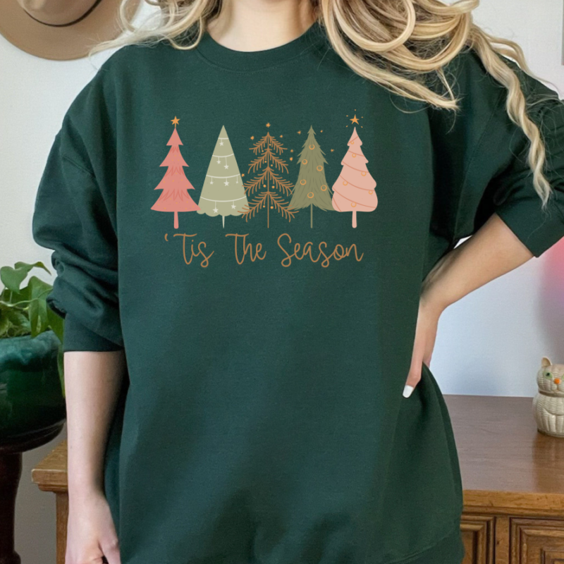 Tis The Season Tree Sweatshirt, Christmas Sweatshirt, Family Christmas Sweatshirt, Christmas Sweatshirts for Women, Merry Christmas Sweatshirt