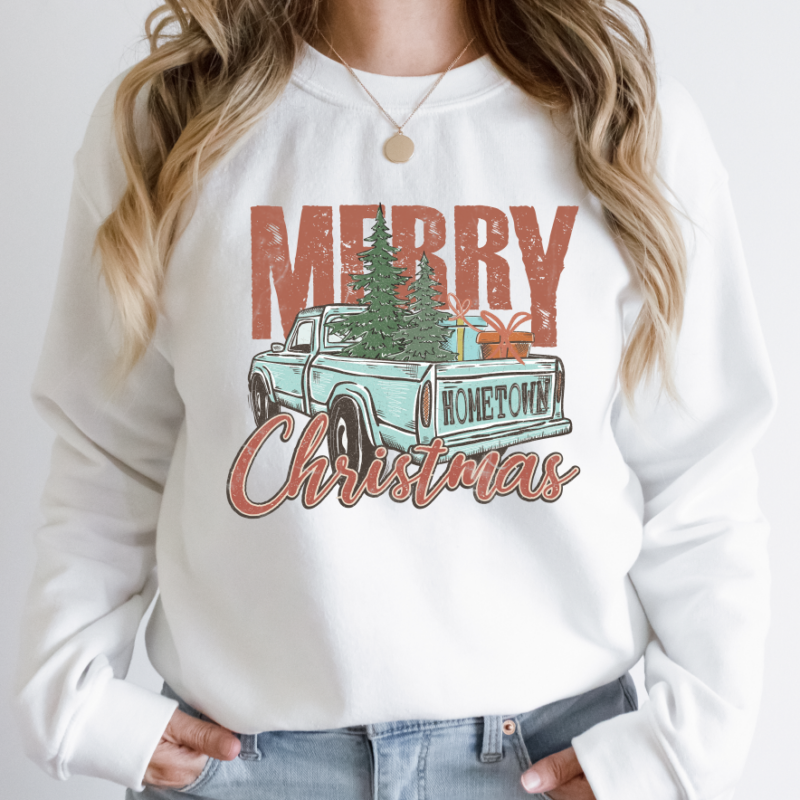 Merry Christmas Tree Vintage Truck, Christmas Sweatshirt, Family Christmas Sweatshirt, Christmas Sweatshirts for Women, Merry Christmas Sweatshirt