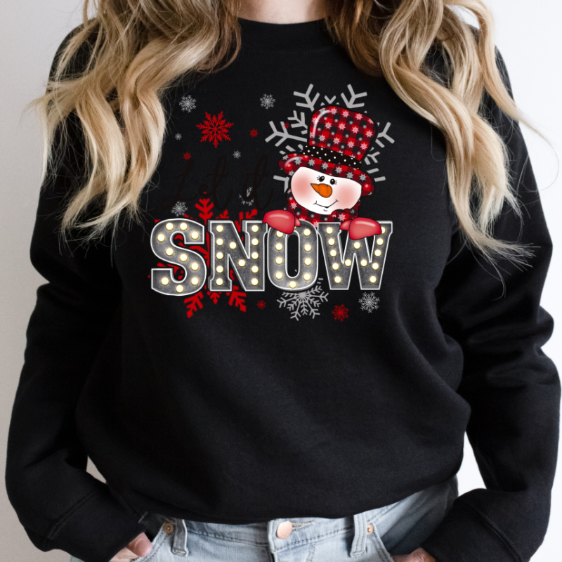 Let It Snow Snow Plaid Hat Sweatshirt, Christmas Sweatshirt, Family Christmas Sweatshirt, Christmas Sweatshirts for Women, Merry Christmas Sweatshirt - Image 3