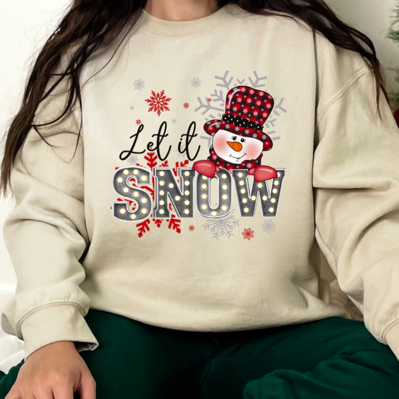 Let It Snow Snow Plaid Hat Sweatshirt, Christmas Sweatshirt, Family Christmas Sweatshirt, Christmas Sweatshirts for Women, Merry Christmas Sweatshirt