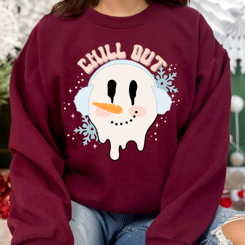 Chill Out Melting Snowman  Sweatshirt, Christmas Sweatshirt, Family Christmas Sweatshirt, Christmas Sweatshirts for Women, Merry Christmas Sweatshirt - Image 4