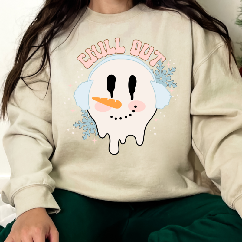 Chill Out Melting Snowman  Sweatshirt, Christmas Sweatshirt, Family Christmas Sweatshirt, Christmas Sweatshirts for Women, Merry Christmas Sweatshirt - Image 6