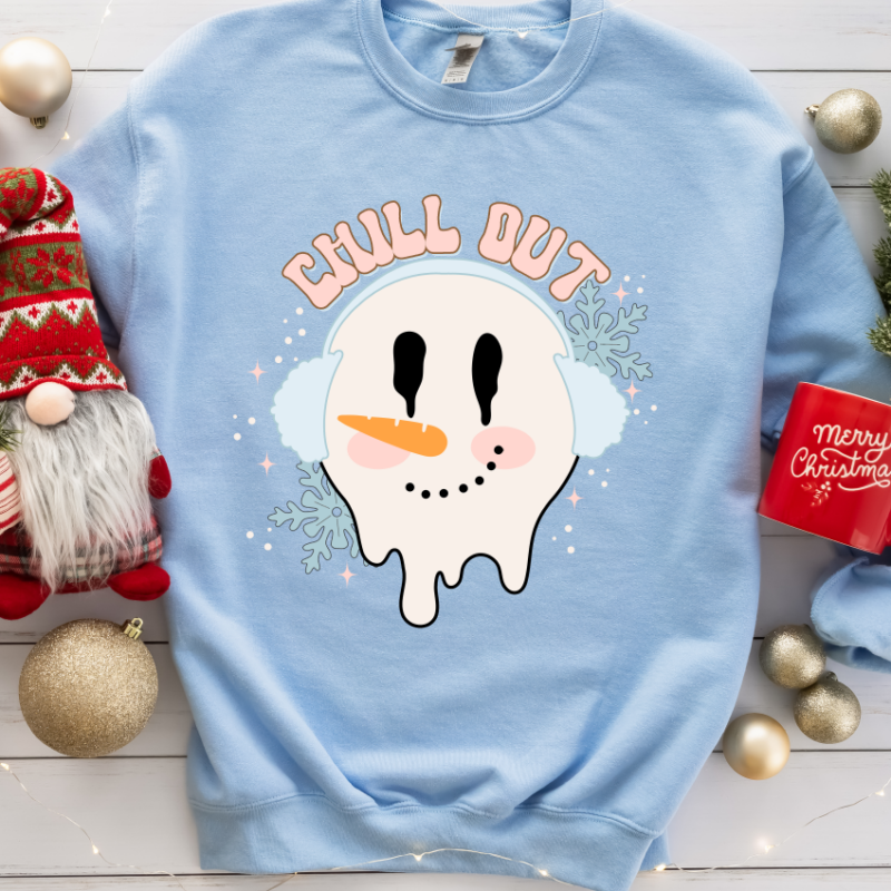 Chill Out Melting Snowman  Sweatshirt, Christmas Sweatshirt, Family Christmas Sweatshirt, Christmas Sweatshirts for Women, Merry Christmas Sweatshirt - Image 3