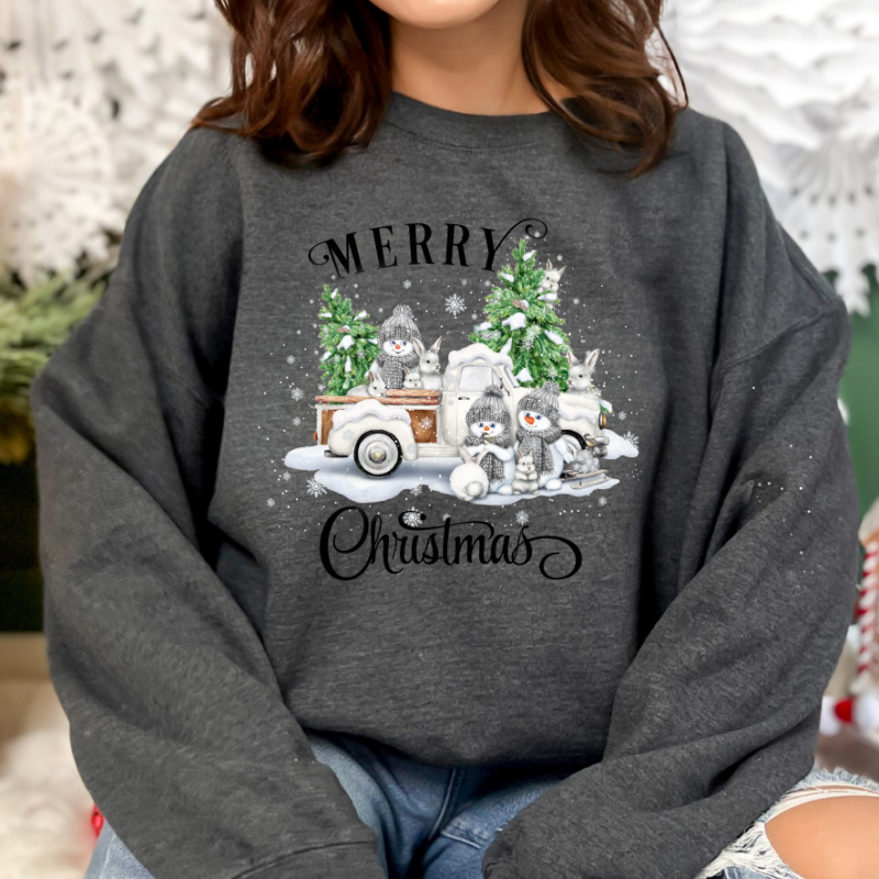 Alternative view of Merry Christmas Vintage Truck Christmas Sweatshirt