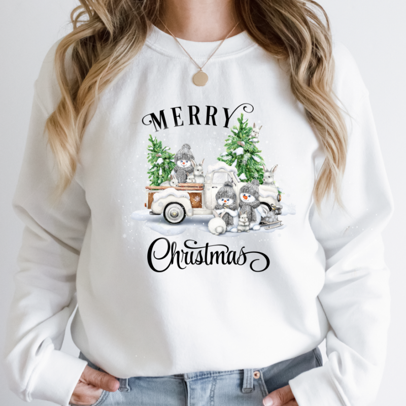 Merry Christmas Vintage Truck Christmas Sweatshirt - Image 3