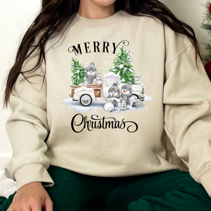 Merry Christmas Vintage Truck Christmas Sweatshirt - Image 4