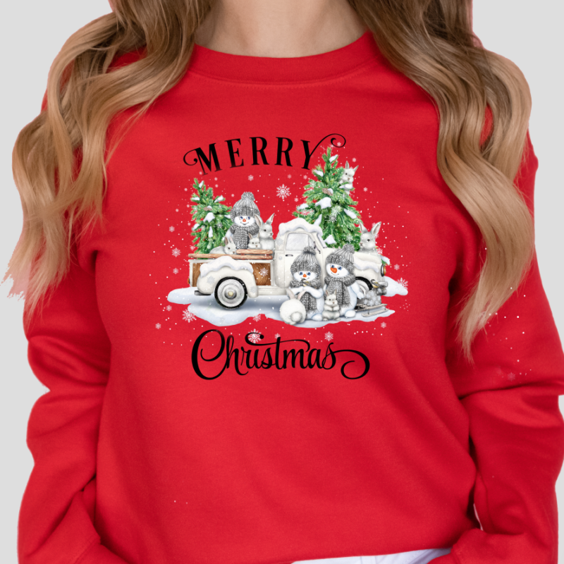 Merry Christmas Vintage Truck Christmas Sweatshirt - Image 6