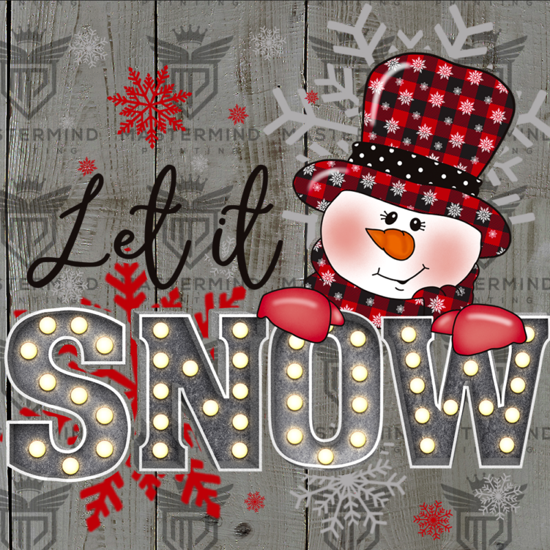 Let it Snow Snowman Plaid Hat DTF Transfer