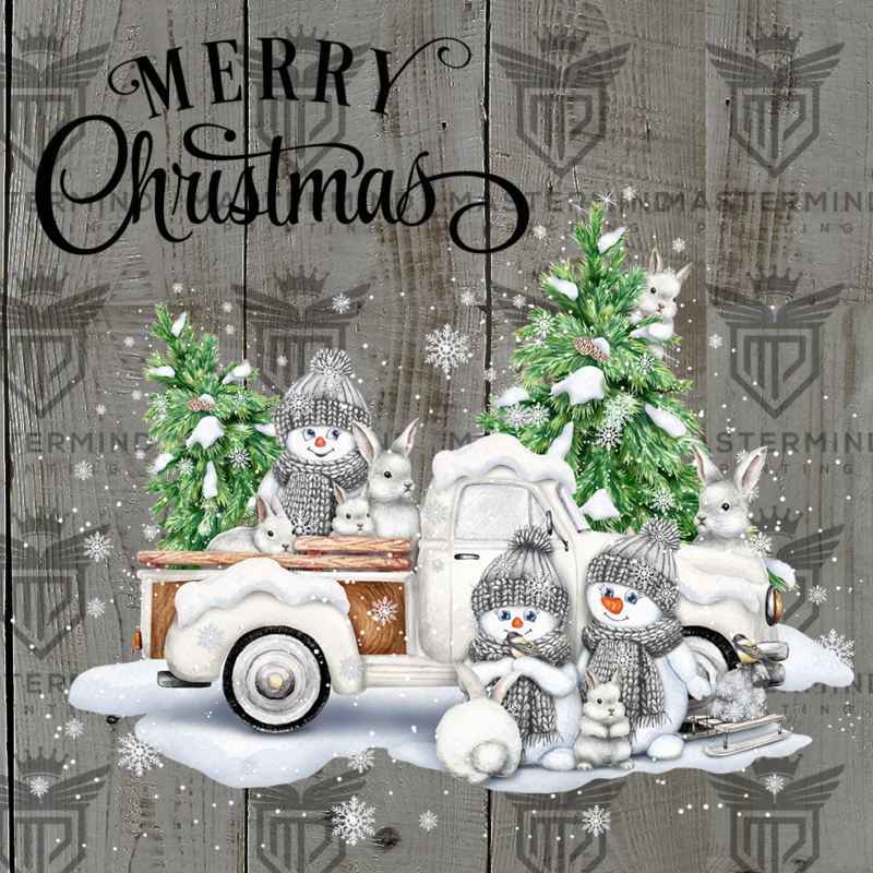 Merry Christmas Vintage White Truck DTF Transfer