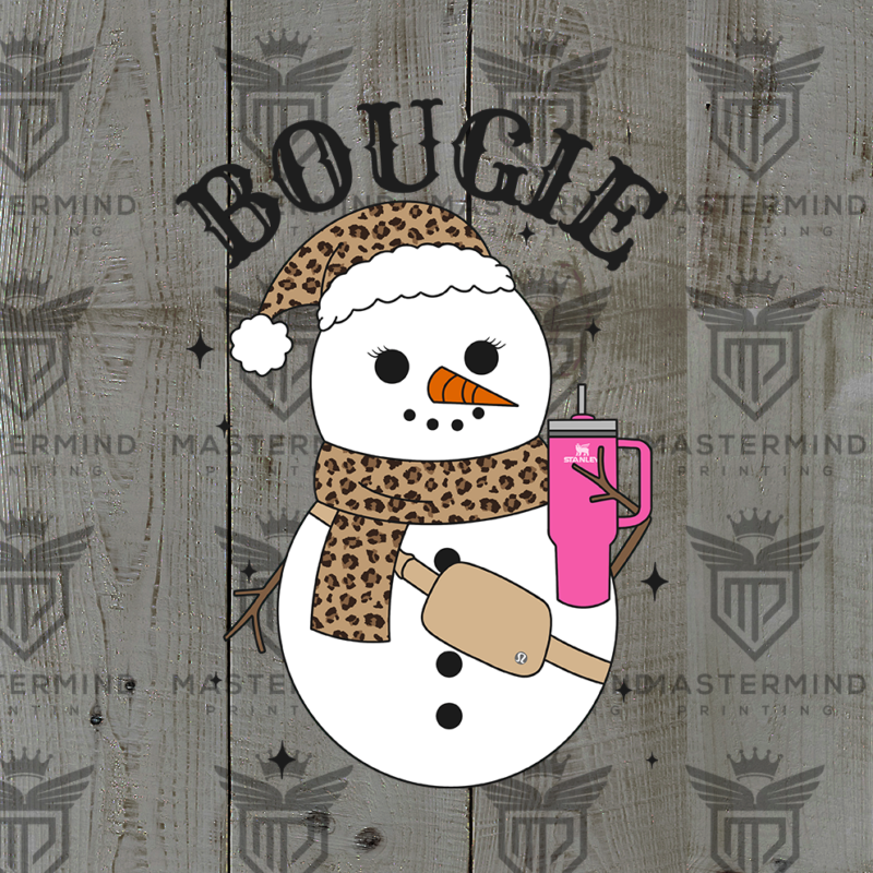 Bougie Snowman Leopard Scarf DTF Transfer