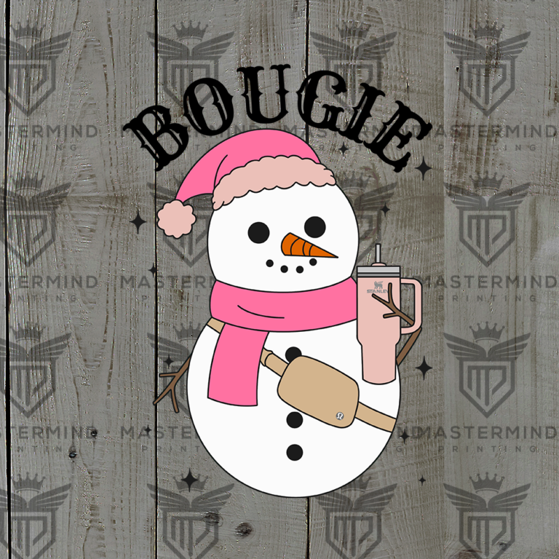 Bougie Snowman Pink Scarf DTF Transfer