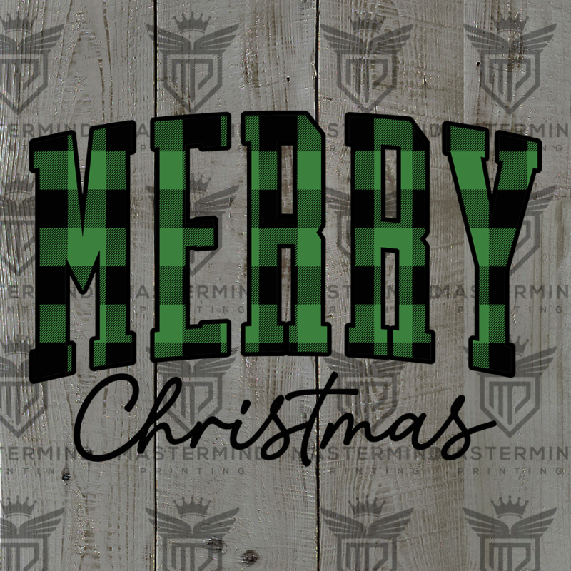 Merry Christmas Green Plaid DTF Transfer