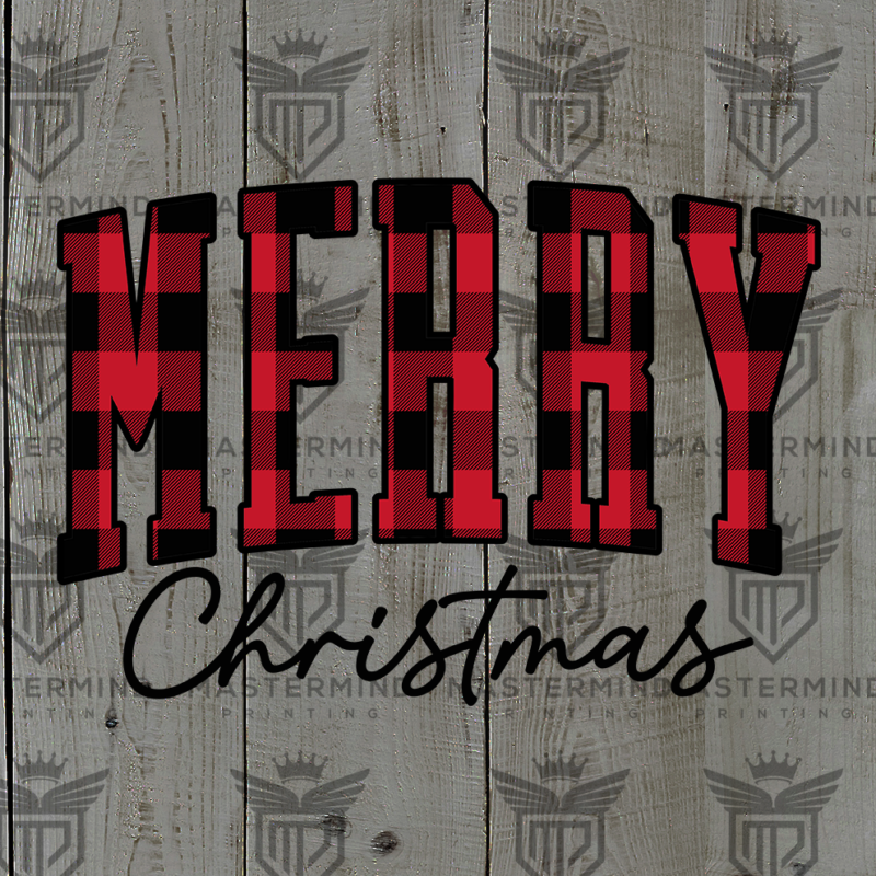 Merry Christmas Red Plaid DTF Transfer