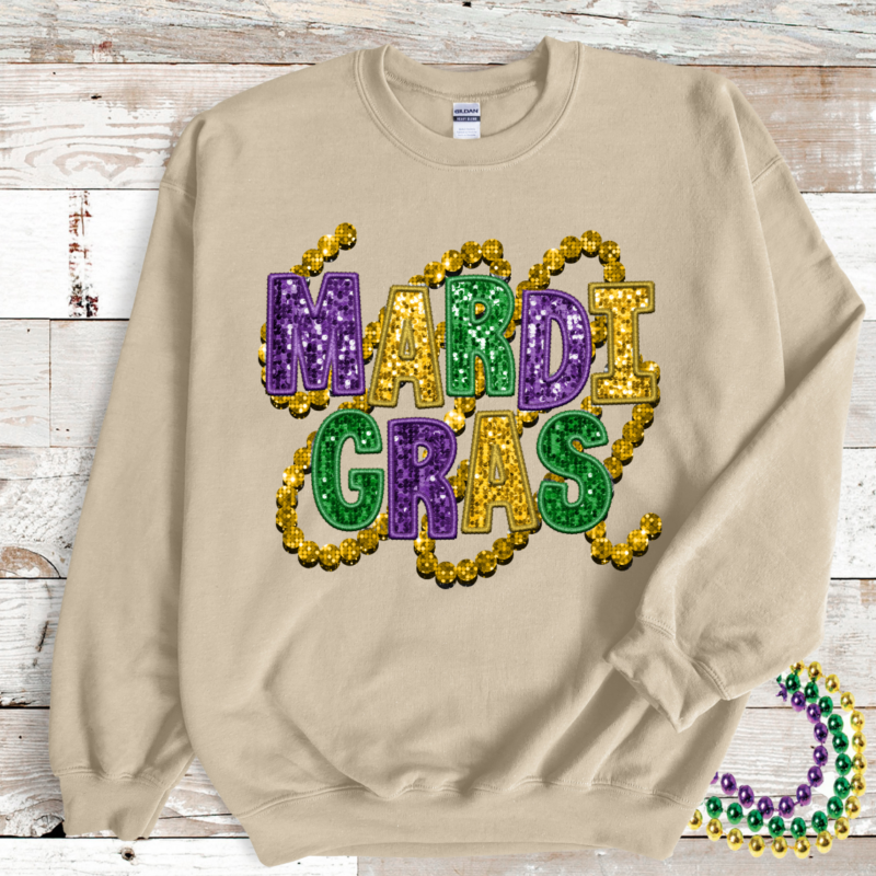 Mardi Gras Bead Shirt, Mardi Gras Sweatshirt, Louisiana Mardi Gras Hoodie, Festival Sweatshirt, Mardi Gras Outfit