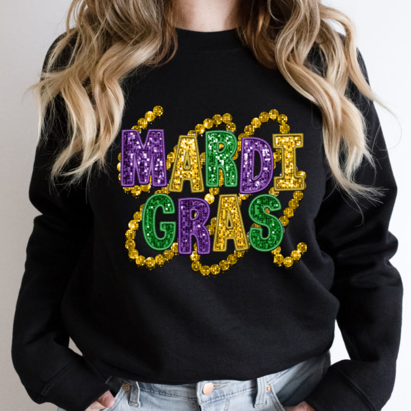 Mardi Gras Bead Shirt, Mardi Gras Sweatshirt, Louisiana Mardi Gras Hoodie, Festival Sweatshirt, Mardi Gras Outfit - Image 4