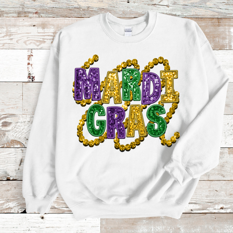 Alternative view of Mardi Gras Bead Shirt, Mardi Gras Sweatshirt, Louisiana Mardi Gras Hoodie, Festival Sweatshirt, Mardi Gras Outfit