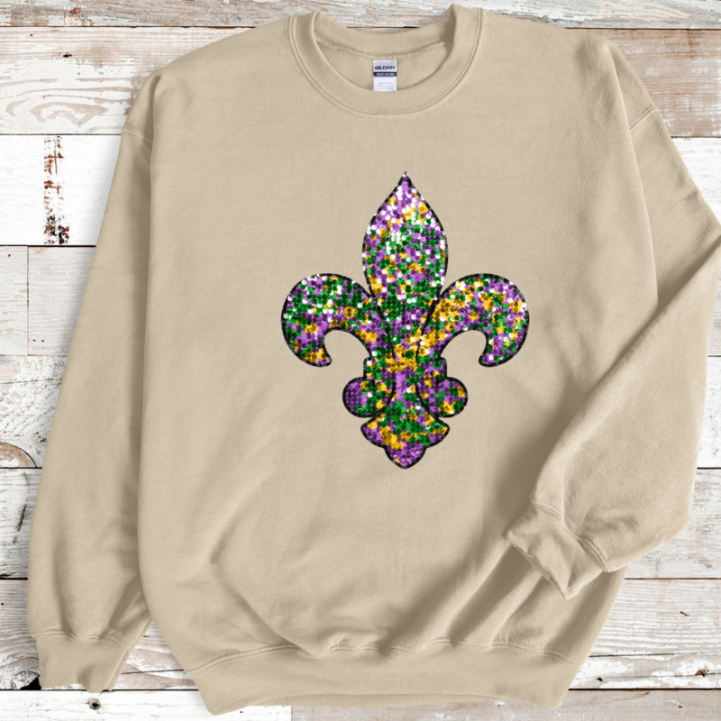 Alternative view of Mardi Gras Fleur De Lis, Mardi Gras Sweatshirt, Louisiana Mardi Gras Hoodie, Festival Sweatshirt, Mardi Gras Outfit