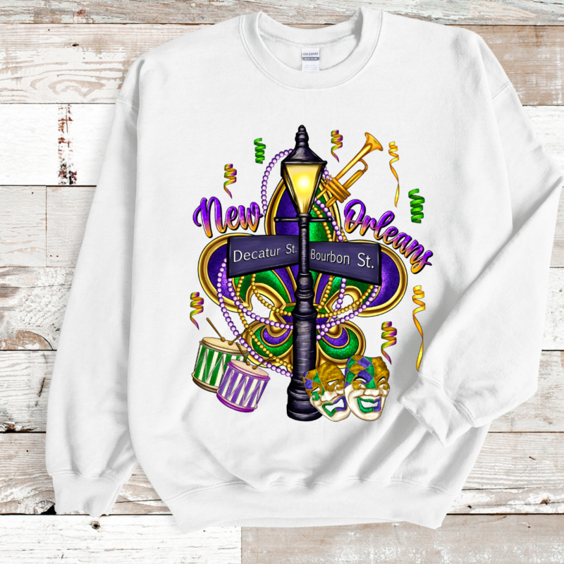 Alternative view of Mardi Gras Burbon Street Shirt Sweatshirt, Mardi Gras Sweatshirt, Louisiana Mardi Gras Hoodie, Festival Sweatshirt, Mardi Gras Outfit