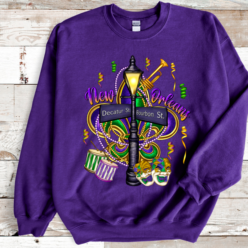 Mardi Gras Burbon Street Shirt Sweatshirt, Mardi Gras Sweatshirt, Louisiana Mardi Gras Hoodie, Festival Sweatshirt, Mardi Gras Outfit - Image 4