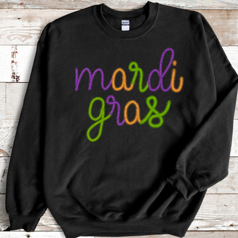 Mardi Gras Faux Tinsel Shirt Sweatshirt, Mardi Gras Sweatshirt, Louisiana Mardi Gras Hoodie, Festival Sweatshirt, Mardi Gras Outfit - Image 5