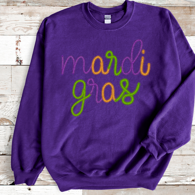 Alternative view of Mardi Gras Faux Tinsel Shirt Sweatshirt, Mardi Gras Sweatshirt, Louisiana Mardi Gras Hoodie, Festival Sweatshirt, Mardi Gras Outfit